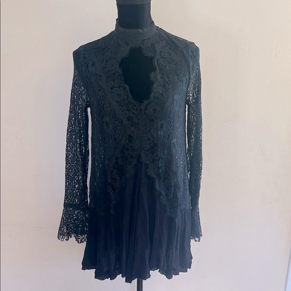 Free People Elegant Black Lace Dress
